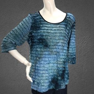 Only Nine Woman Ruffles Dip Dye Top